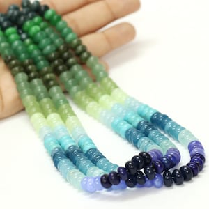 AAA Blue-Green Quartz Rondelle Beads: Smooth Gemstone Craft (7-8mm)