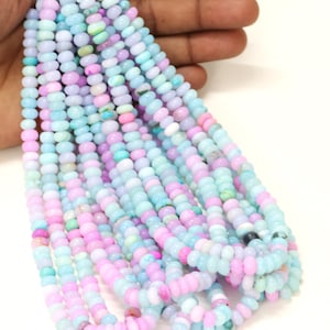Beautiful Disco pink blue color opal smooth rondelle shape beads, 6-9mm Multi color Disco Plain Opal gemstone Beads, AAA Quality opal Beads