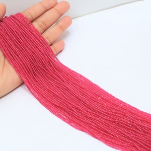 Amazing Ruby Chalcedony Micro Cut Rondelle Faceted Gemstone Beads, AAA+ Quality Pink chalcedony micro cut Rondelle Bead Jewelry Making Craft