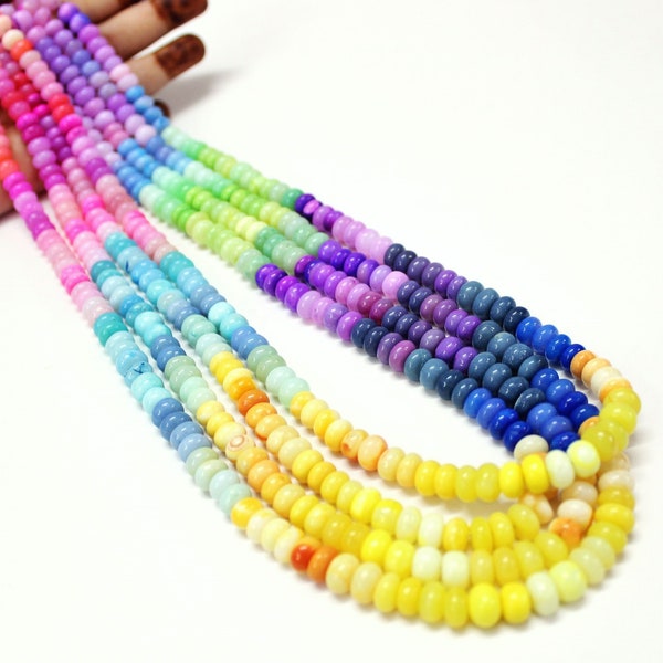 Belles perles rondelles lisses opales multicolores, perles rondelles opale mixtes de 24 pouces 7-9 mm, perle opale de qualité AAA, bijoux artisanaux