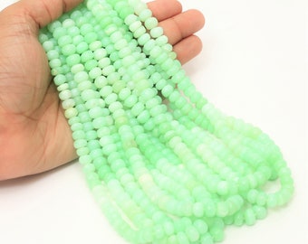 Beautiful Green shaded opal smooth rondelle shape beads, 6- 9mm Green shaded Opal gemstone Beads, AAA quality Plain opal bead, jewelry craft