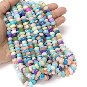 Beautiful Multi color opal smooth rondelle shape beads 16&quot; 7-10mm, Disco Opal rondelle gemstone Beads, AAA quality opal beads, jewelry craft