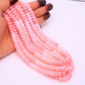Amazing Pink shaded opal smooth rondelle shape beads,16&quot;  7-10mm Pink shaded Opal gemstone Bead AAA quality opal beads, jewelry making craft