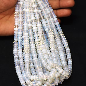 White Quartz Rondelle Beads AAA: 7-8mm Smooth Gemstone, 15&quot; Strand