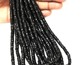 Facettierte Schwarze Spinell Heishi Perlen: AAA+ Edelstein Herstellung (5-7 mm)