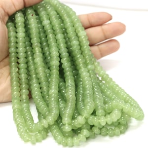 Beautiful Prehnite color Quartz smooth rondelle Shape Beads, 15" 7-8mm Prehnite color Quartz gemstone beads, AAA Quality Bead, craft jewelry