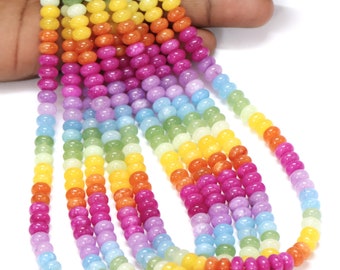 Beautiful Mix color Quartz smooth rondelle Beads 15"strand,beautiful 7-9mm Mix shade color Quartz Stone beads ,colorful jewelry craftmanship
