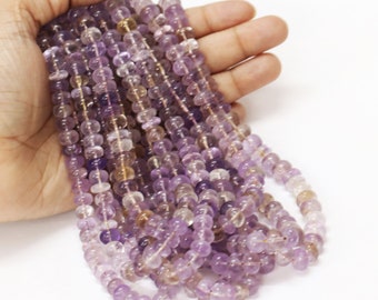 Natural Ametrine Smooth Rondelle Gemstone Beads, 8-10mm AAA++ Quality Ametrine Plain smooth Gemstone Handmade Wholesale Beads, Jewelry craft