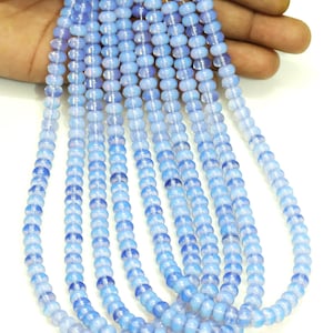 Mooie blauwe tint heldere kwarts gladde rondel kralen, 7-8 mm kleur gladde kwarts edelsteen kraal, AAA-kwaliteit kraal ambachtelijke sieraden
