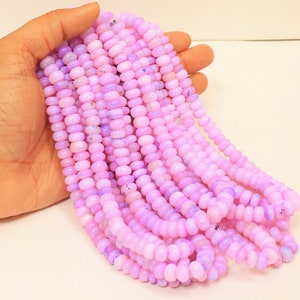 AAA Pink Opal Rondelle Beads: Smooth Gemstone Jewelry Making, 16&quot; Strand