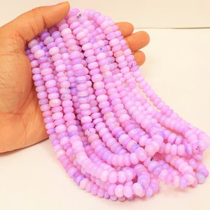 Beautiful lilac Pink Opal Smooth rondelle shape Beads, 16" Pink Opal smooth rondelle Gemstone bead, QUALITY Beads, Jewelry Making Craft