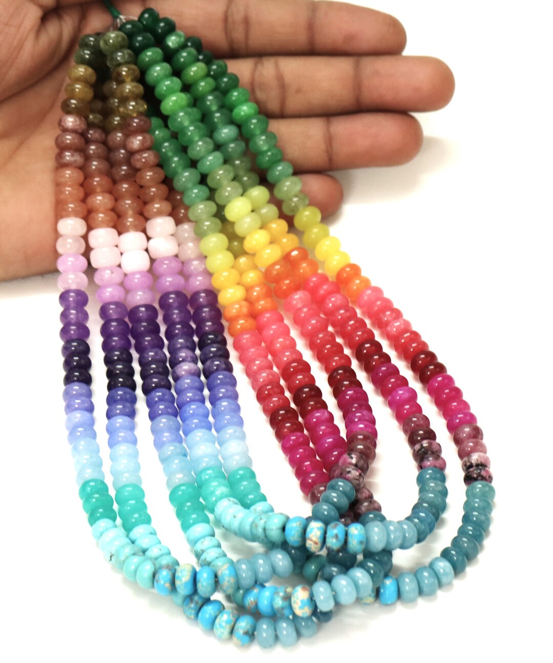 Beautiful Mix Color Quartz Smooth Rondelle Beads 20 Strand, Beautiful 7