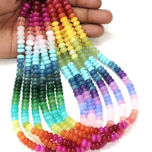 Beautiful Rainbow shaded color Quartz smooth rondelle shape Beads, 7-8mm Multi color Quartz rondelle gemstone beads, Wholesale jewelry craft