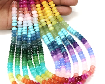 Beautiful Rainbow shaded color Quartz smooth rondelle shape Beads, 7-8mm Multi color Quartz rondelle gemstone beads, Wholesale jewelry craft