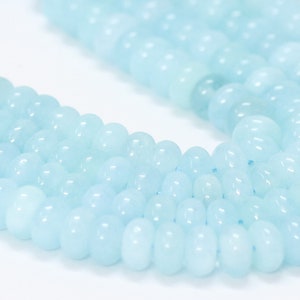 Beautiful Aqua Color Sky Blue Quartz smooth rondelle Shape Beads,15inch 7-8mm Aqua Quartz smooth gemstone beads,A Quality Bead craft jewelry image 2