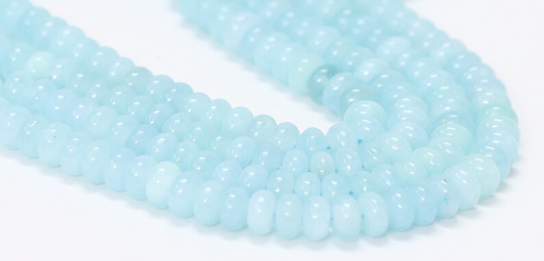 Beautiful Aqua Color Sky Blue Quartz smooth rondelle Shape Beads,15inch 7-8mm Aqua Quartz smooth gemstone beads,A Quality Bead craft jewelry image 2