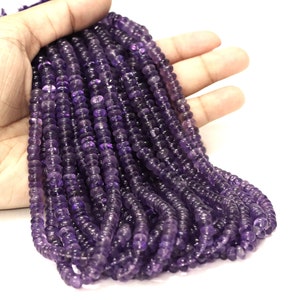AAA Amethyst Rondelle Beads: 5-7mm Smooth Gemstone Jewelry Making