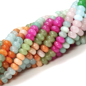 Beautiful Multi Color Quartz Smooth Rondelle Shape Beads, 15