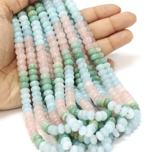 Beautiful Shaded Aqua Quartz smooth rondelle Shape Beads, 7 to 8mm Quartz gemstone beads , AAA Quality wholesale Bead craft making Jewelry