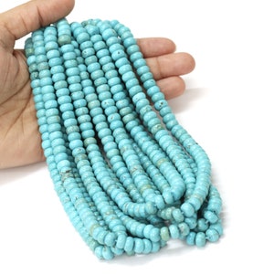 Turquoise Quartz Rondelle Beads: AAA Sky Blue Gemstone, 7-8mm 15&quot; Strand