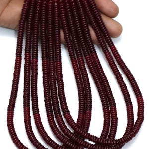 Dark Red Quartz flat Rondelle Beads 5-6mm, Deep Red Heishi Gemstone Spacer Beads, Smooth Quartz Strand for Bracelet Necklace Jewelry Making