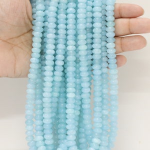 Beautiful Aqua Color Sky Blue Quartz smooth rondelle Shape Beads,15inch 7-8mm Aqua Quartz smooth gemstone beads,A Quality Bead craft jewelry image 10