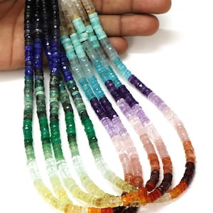 Top Quality Multi Shaded Faceted Tyre shape Heishi Beads, 16" AAA Natural Multi Rainbow Faceted Wheel cut shape gemstone Bead jewelry craft