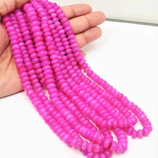 Unique Dark Hot Pink Opal Smooth rondelle shape Beads, 15" 7-11mm Dark Pink Opal smooth rondelle Gemstone bead, AA Quality Bead JewelryCraft