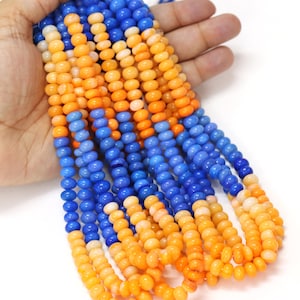 Beautiful Blue Orange shaded opal smooth rondelle shape beads, 7-10mm blue Orange color Opal gemstone beads, AAA quality bead, jewelry craft