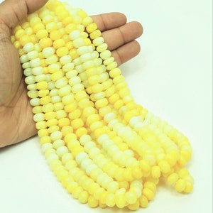 Beautiful Yellow shaded Opal Smooth rondelle shape Beads, 7-9mm Yellow Opal smooth rondelle Gemstone bead, AAA Quality Beads, Jewelry Craft
