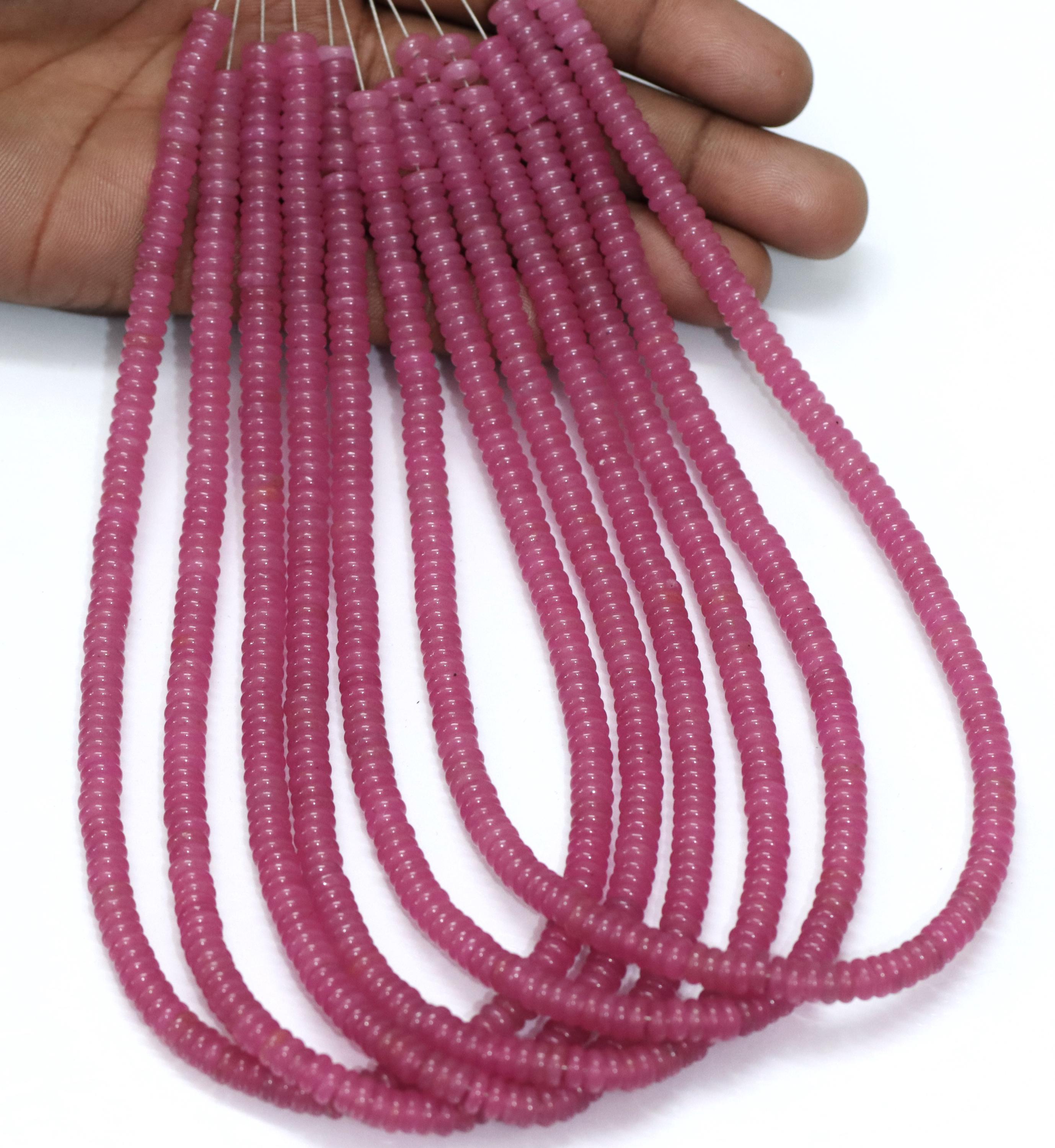 Natural Pink Chalcedony Bio Flat Rondelle Beads 5-6mm,pink Heishi