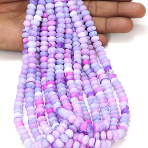 Blue Lavender Opal Rondelle Beads: AAA Smooth Gemstone, 7-10mm 15&quot; Strand