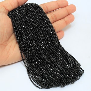 Natural Black spinel Faceted Rondelle Beads, 2-3mm Black spinel Micro faceted Rondelle beads, AAA Quality Black spinel beads Wholesale Beads