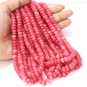Beautiful Red color Quartz smooth rondelle Shape Beads, 15inch 7-8mm Red color Quartz smooth gemstone beads, AAA Quality Beads craft jewelry