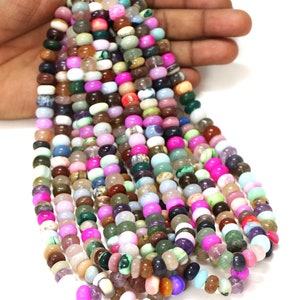 Multi Stone Rondelle: 8-10 mm Mix Edelstein, 15 &quot;Strang
