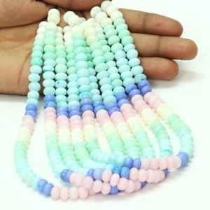 Beautiful Multi color opal smooth rondelle shape beads, 7-10mm Light color shaded Opal plain gemstone Beads, AAA Quality opal, Jewelry Craft