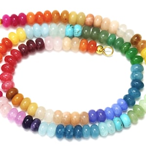 Schöne Mix Farbe Quarz glatte Rondelle Perlen-Halskette, schöne 7-8mm Regenbogen Disco Farbe Quarz-Steinperlen, bunte Halskette Schmuck