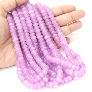 Lavender Quartz Rondelle Beads: AAA Smooth Gemstone Jewelry (15&quot;, 7-8mm)