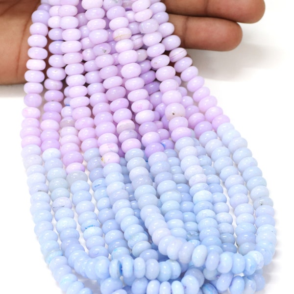 Beautiful Lavender Blue Bio Opal Smooth rondelle shape Beads, 7-10mm Opal smooth rondelle Gemstone bead, AAA Quality Bead, Jewelry Craft