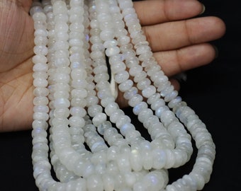 Natural Flashy Rainbow Moonstone Smooth Rondelle Beads, 6-9 mm Rainbow Moonstone Smooth rondelle Plain Beads, AAA Quality Bead Craft Jewelry