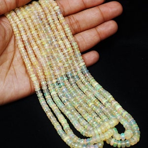 AAA Top Quality Yellow Ethiopian Opal Faceted Rondelle Beads, 3-6mm Flashy Yellow Ethiopian Opal Faceted Beads AAA++ Quality Ethiopian Opal
