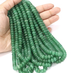 Green Quartz Rondelle Beads: Smooth Gemstone Craft Jewelry (15 inch)