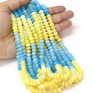 Beautiful Aqua yellow shaded Opal Smooth rondelle shape Beads, 7-10mm Opal smooth rondelle Gemstone bead, AAA Quality Beads, Jewelry Craft