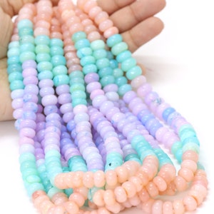 Beautiful Multi color shaded opal smooth rondelle shape beads, 7-10 mm Multi color Opal gemstone beads, AAA quality opal bead, jewelry craft