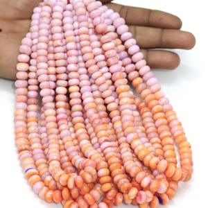 ラベンダーオレンジオパールロンデルビーズ：AAA品質の宝石、15インチストランド