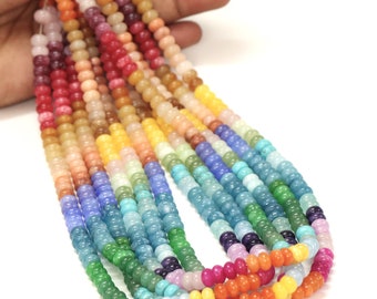 Beautiful Mix color Quartz smooth rondelle Beads 20" strand, beautiful 7-9mm rainbow disco color Quartz Stone beads , colorful jewelry craft