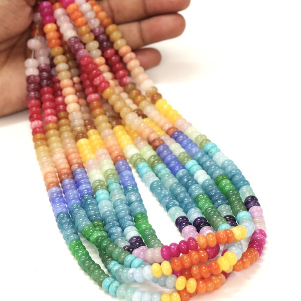 Beautiful Mix color Quartz smooth rondelle Beads 20" strand, beautiful 7-9mm rainbow disco color Quartz Stone beads , colorful jewelry craft