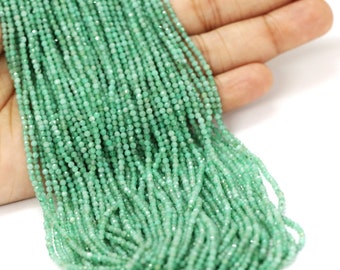 AAA Green Emerald Rondelle Beads: Micro Faceted Diamond Cut (2-2.5mm)