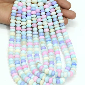 Beautiful Multi color opal smooth rondelle shape beads, 8-10mm Light color shaded Opal plain gemstone Beads, AAA Quality opal, Jewelry Craft