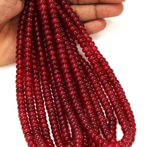 Beautiful Cherry red Quartz smooth rondelle Shape Beads, 7-8mm cherry red color Quartz gemstone beads , AAA Quality wholesale Bead, craft